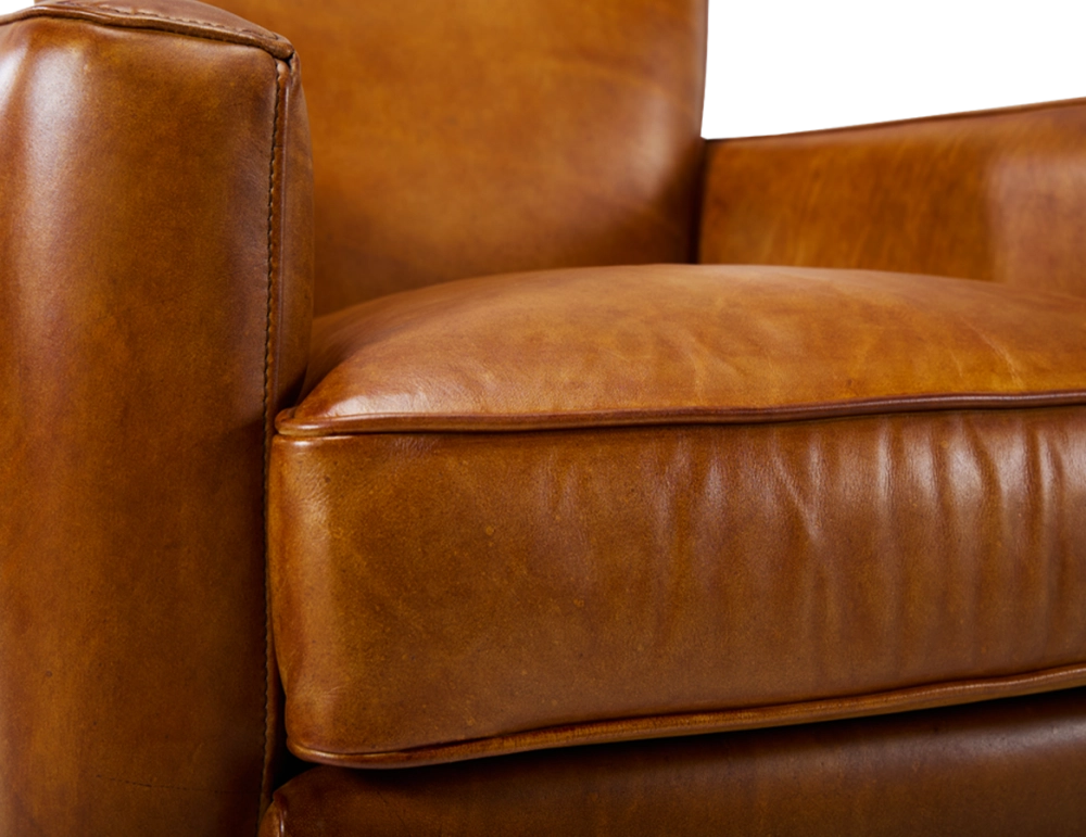 Leather club armchair cognac