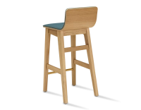 Tabouret de bar en chêne H60 cm bois teinte naturelle assise tissu bleu océan