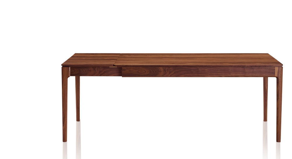Table extensible en noyer 8 à 12 personnes avec plateau et allonges bois teinte naturelle 210x100 cm