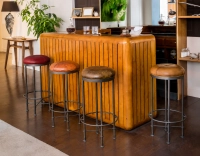 Tabouret de bar vintage cuir marron soutenu