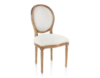 Chaise ancienne style Louis XVI bois teinte ancienne et tissu beige naturel