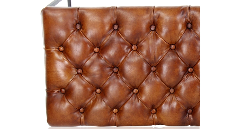 Banc Chesterfield cuir marron clair