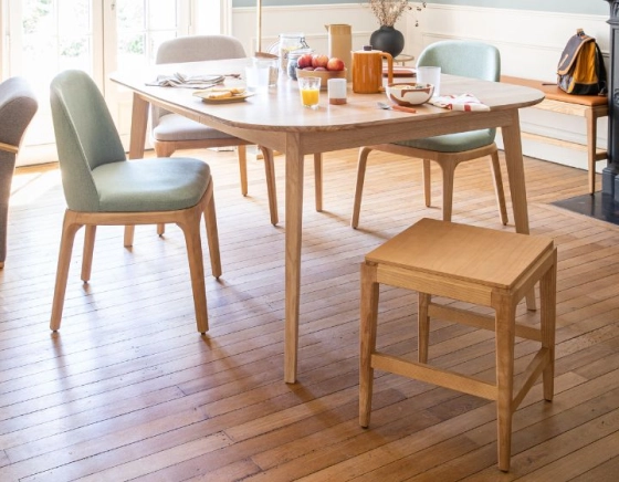 Tabouret design H45 cm bois teinte naturelle assise bois