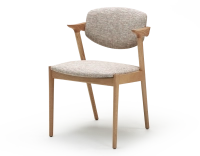 Chaise scandinave bois teinte naturelle assise tissu fusion