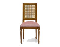 Silla antigua estilo Luis XVI respaldo de rejilla asiento de tela