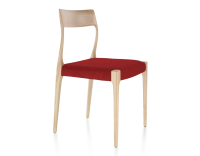 Chaise scandinave bois teinte naturelle assise tissu bordeaux