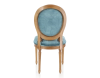 Chaise ancienne style Louis XVI bois teinte ancienne et tissu velours bleu pétrole