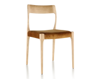 Chaise scandinave bois teinte naturelle assise tissu velours bronze