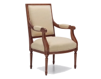 Fauteuil ancien style Louis XVI bois teinte ancienne et tissu crème