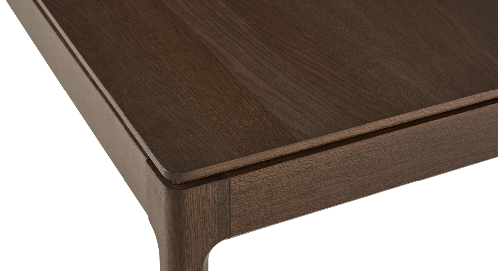 Table salle à manger 8 personnes en chêne teinte marron foncé plateau bois 180x100 cm
