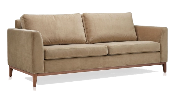 Canapé design 3 places tissu velours taupe clair