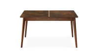 Table extensible 8 à 12 personnes en noyer et céramique allonges bois avec bois teinte naturelle et plateau céramique brun oxydé 210x100 cm