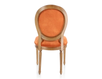 Silla antigua estilo Luis XVI madera con tinte envejecido y tejido de terciopelo terracota