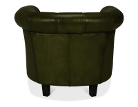 Sillón chesterfield de piel verde oliva reposabrazos con tachuelas