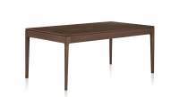 8 person oak and ceramic dining table with dark brown stained wood and oxidised brown ceramic top 180x100 cm