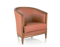 Sillón antiguo con reposabrazos moldurados bois teinte ancienne et cuir châtain