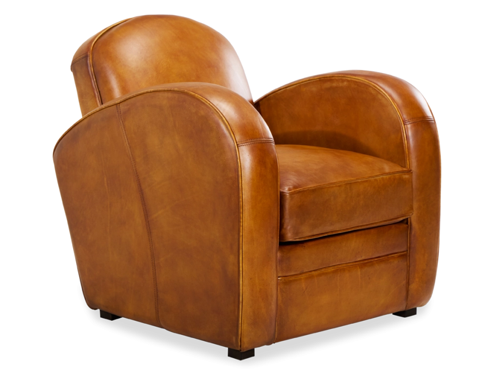 Fauteuil club cuir cognac