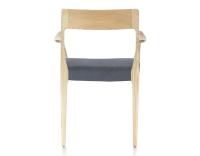 Silla escandinava madera tinte natural asiento tejido gris