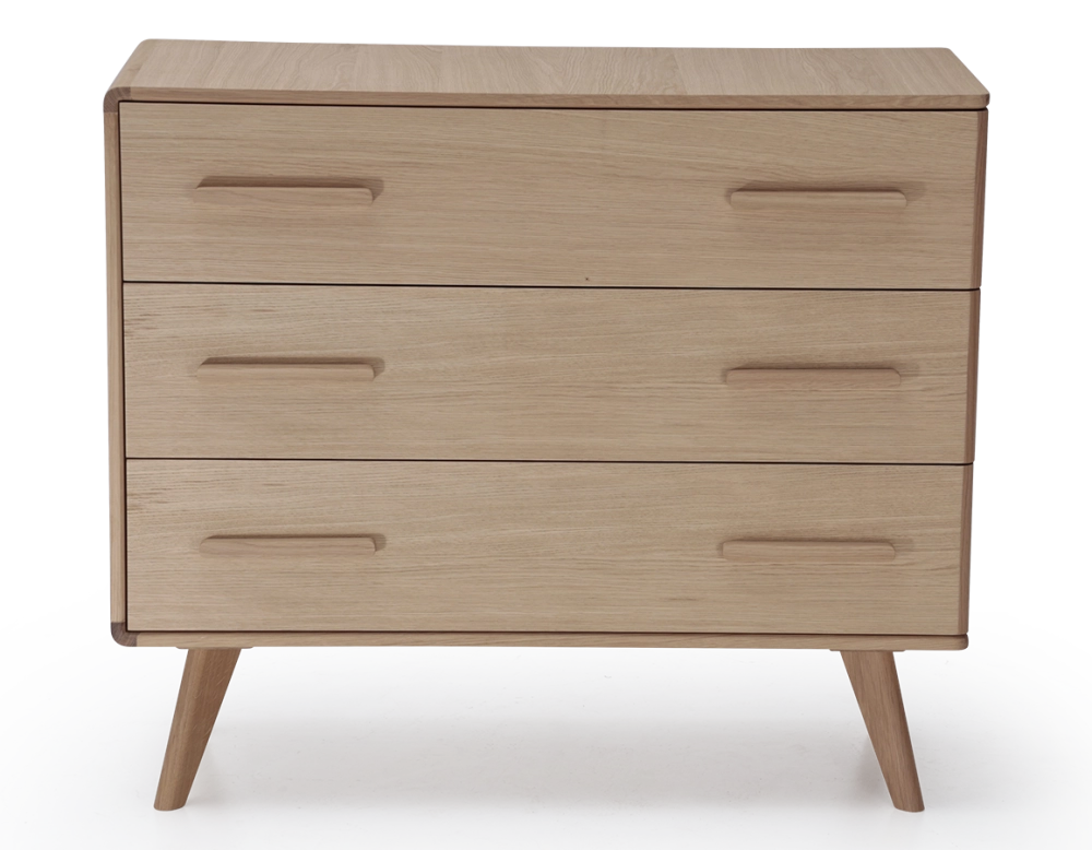 Commode 3 tiroirs en chêne bois teinte naturelle