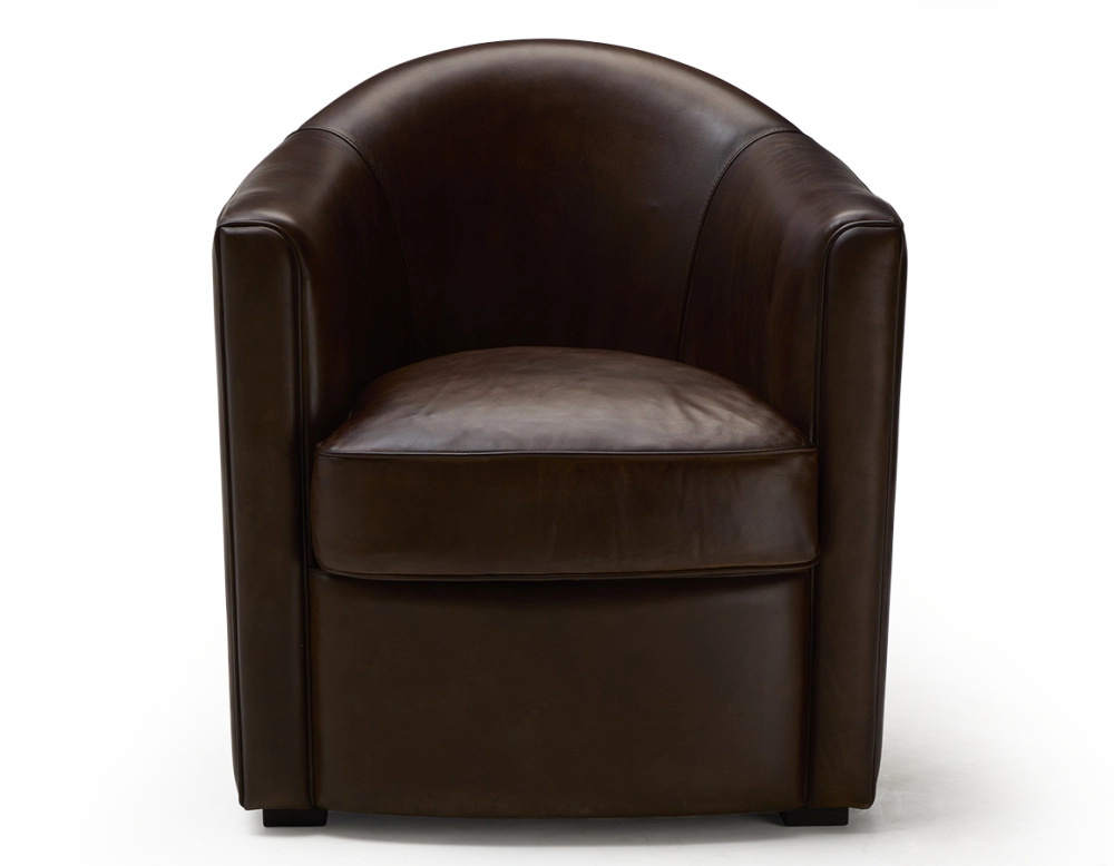 Sillón club de piel marrón intenso