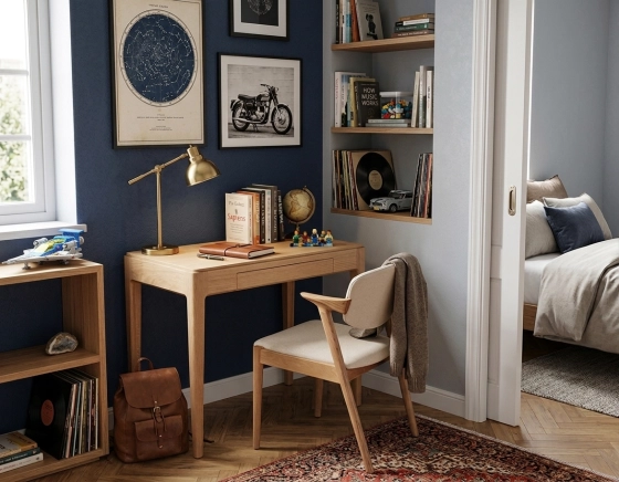 Bureau design en chêne teinte naturelle L80 cm