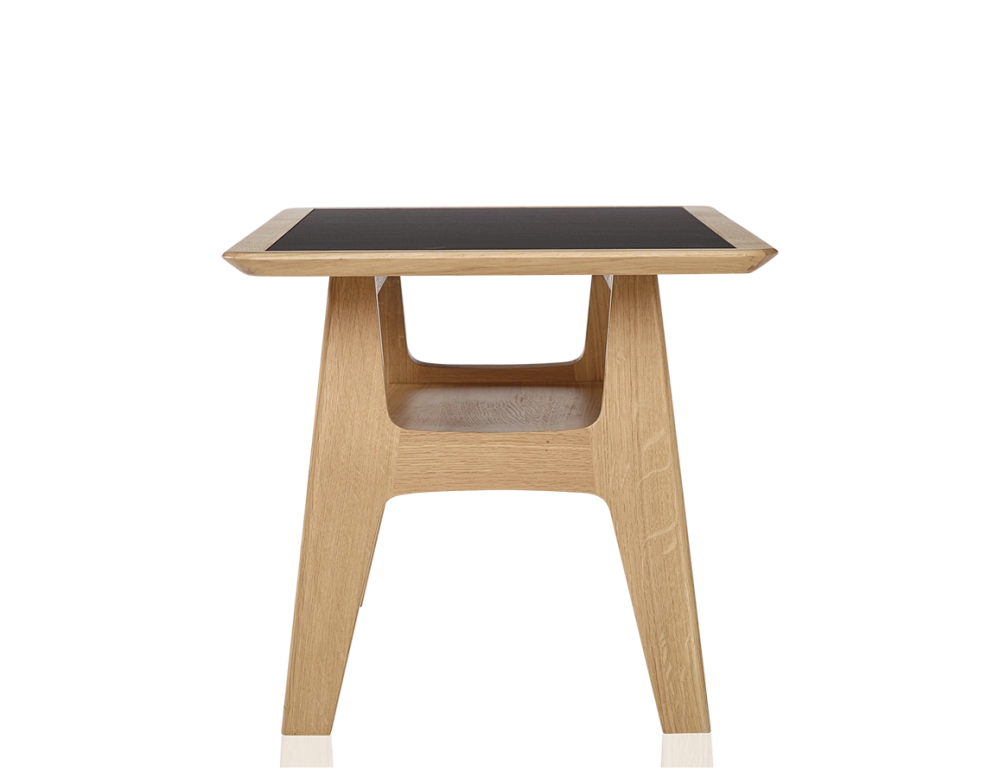 Table basse rectangulaire en chêne et céramique avec bois teinte naturelle plateau céramique noir unie 100x50 cm