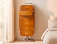 Cómoda art déco métal et bois teinte merisier