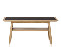 Table basse rectangulaire en chêne et céramique avec bois teinte naturelle plateau céramique noir unie 100x50 cm