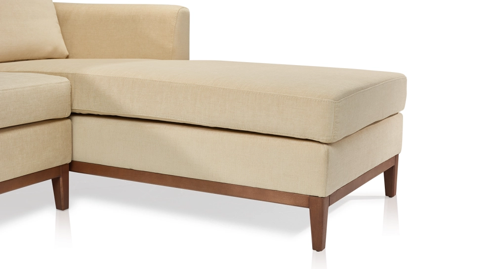 Sofá esquinero con chaise longue derecha de 4/5 plazas tejido crema (2,5G - MD)
