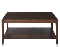 Mesa de centro cuadrada de roble con estante tinte marrón oscuro 100x100 cm