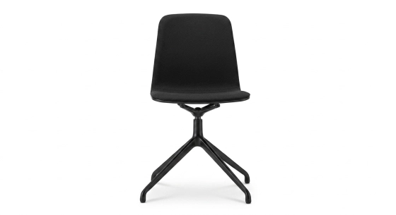 Chaise de bureau sans roulettes dossier bois teinte noire intense assise tissu noir