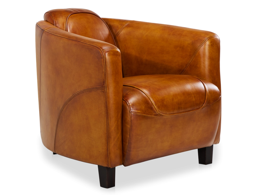 Fauteuil club cuir cognac