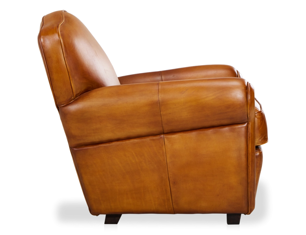 Fauteuil club cuir cognac