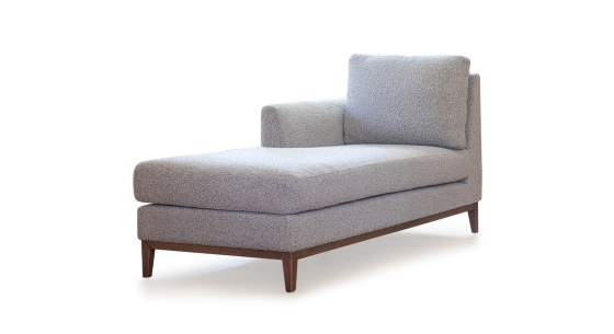 Méridienne gauche tissu blouclé taupe clair