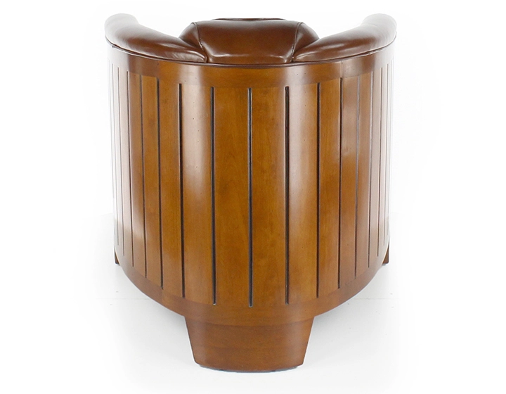 Fauteuil club bois et cuir marron vintage