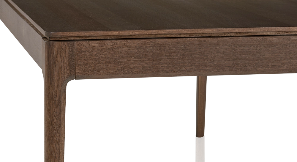 Table salle à manger 8 personnes en chêne teinte marron foncé plateau bois 180x100 cm