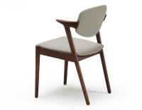 Dark brown stained design chair and natural beige fabric dark brown wood seat natural beige fabric