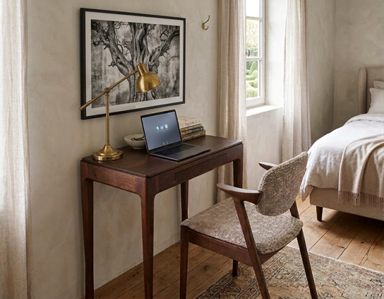 Bureau design en chêne teinte marron foncé L80 cm