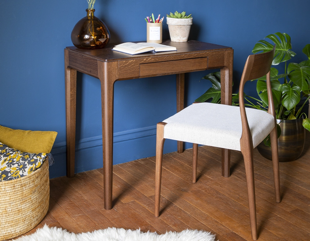 Bureau design en chêne teinte marron foncé L80 cm