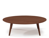 Table basse ronde en chêne plateau bois F1 teinte marron foncé 90x90x30 cm