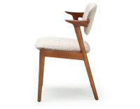 Chaise scandinave bois teinte merisier assise tissu fusion