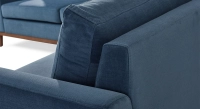 Canapé d'angle 5 places tissu bleu jean (2G - A - 2D)
