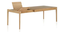 Mesa extensible de 8 a 14 personas de roble con tablero y extensiones de madera en tinte natural 210x100 cm