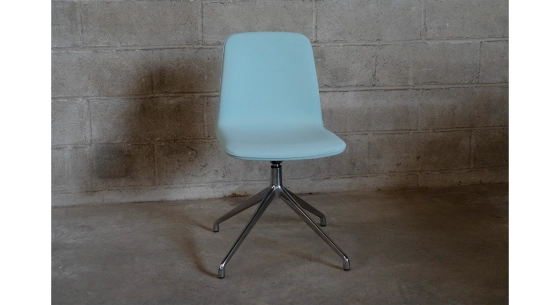 Chaise de bureau sans roulettes assise tissu bleu ciel