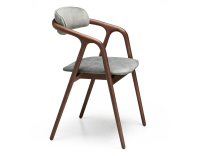 Chaise scandinave bois teinte noyer assise tissu velours gris bleu