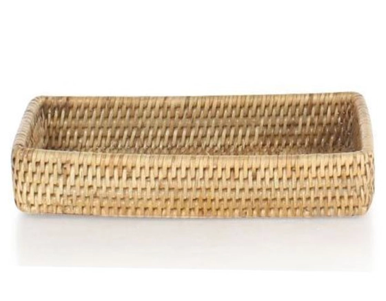 Corbeille rectangulaire en rotin naturel
