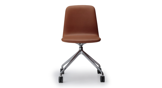 Chaise de bureau avec roulettes assise cuir camel