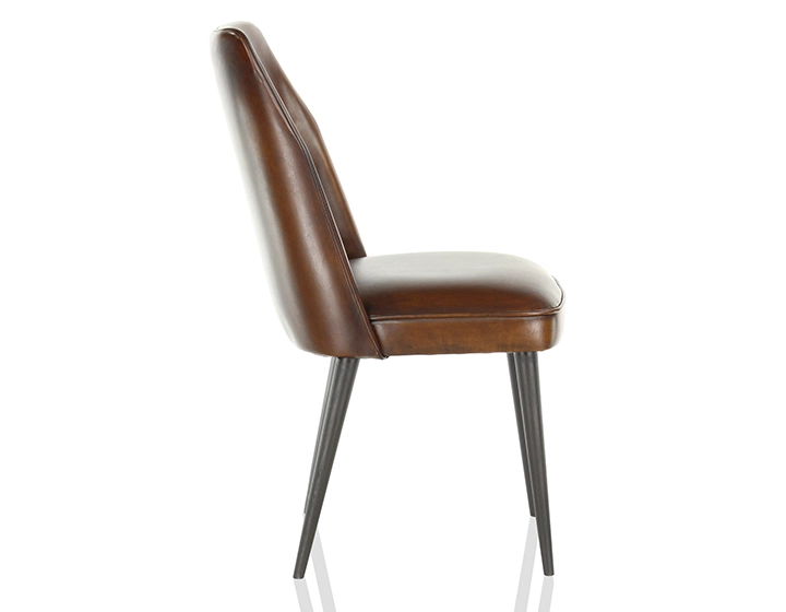 Chaise vintage cuir marron soutenu