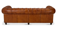 Canapé Chesterfield cuir 3 places marron clair accoudoirs cloutés