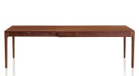 Table extensible en noyer 8 à 12 personnes avec plateau et allonges bois teinte naturelle 180x100 cm